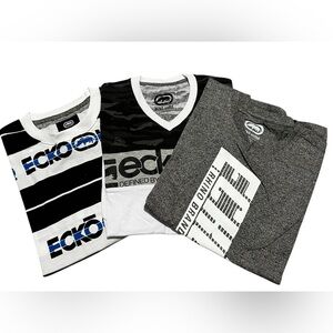 Ecko Unlimited men’s 3 t-shirt bundle short sleeve Black, White, Gray size small